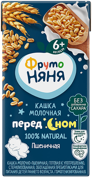 Изображение Каша с 6 мес с молоком Фрутоняня пшеничная с пребиотиками Прогресс т/п, 200 г