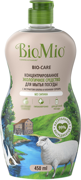 Изображение Средство для посуды и овощей Биомио БИО без запаха Капелла ООО п/у, 450 мл