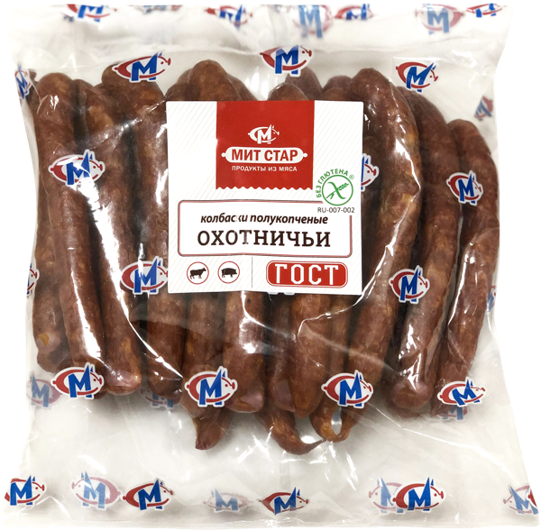 Изображение Колбаски п/к без глютена Мит Стар охотничьи Мит Стар ООО м/у 