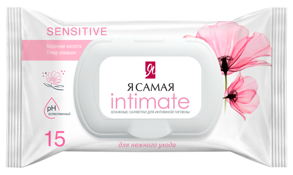 Изображение Салфетки влажные с ромашкой Я самая для интимной гигиены Коттон Клаб м/у, 15 шт