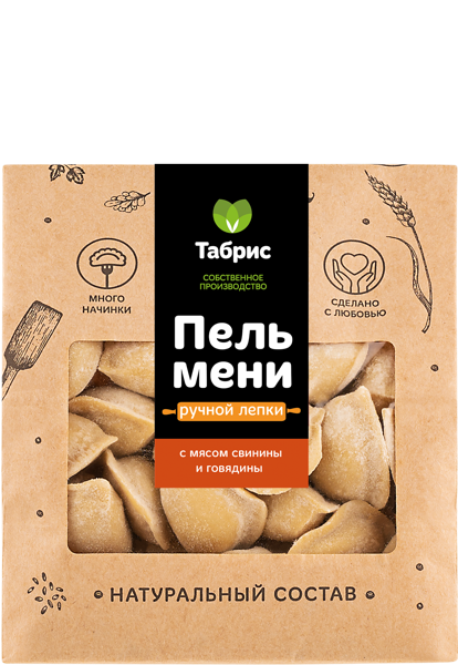 Изображение Пельмени замороженные Ручной лепки с мясом свинины и говядин СП ТАБРИС м/у, 500 г