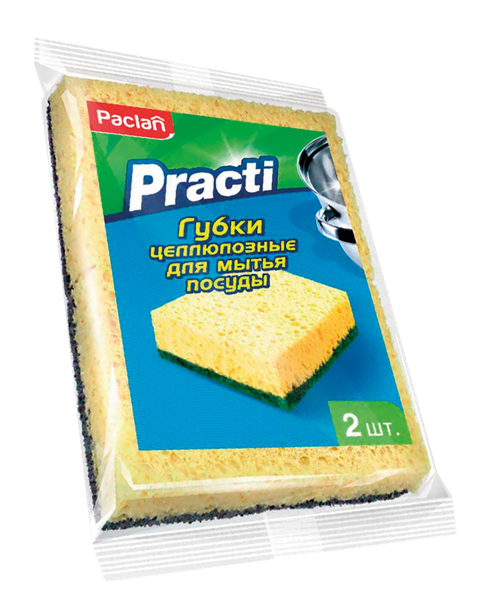 Изображение Губка для посуды Паклан практи целлюлоза+абразив СеДо сп м/у, 2 шт