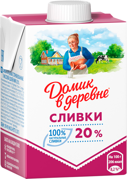 Изображение Сливки 20% Домик в деревне ВБД т/п, 200 мл