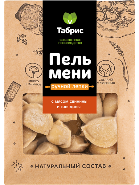 Изображение Пельмени замороженные Ручной лепки с мясом свинины и говядины СП ТАБРИС м/у, 1000 г