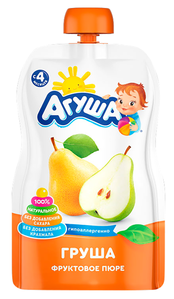 Изображение Пюре фруктовое с 4 мес Агуша Я сам груша ВБД пауч, 90 г