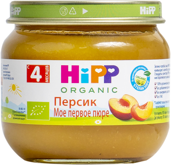Изображение Пюре фруктовое с 4 мес Хипп БИО Мое первое пюре персик Хипп с/б, 80 г