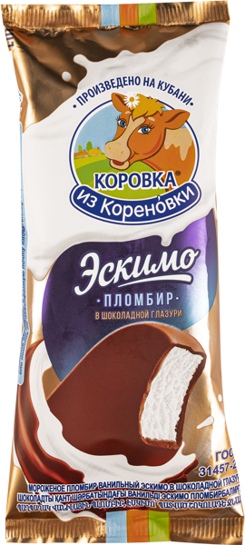 Изображение Мороженое пломбир эскимо Коровка из Кореновки в шоколаде Кореновский МКК м/у, 70 г