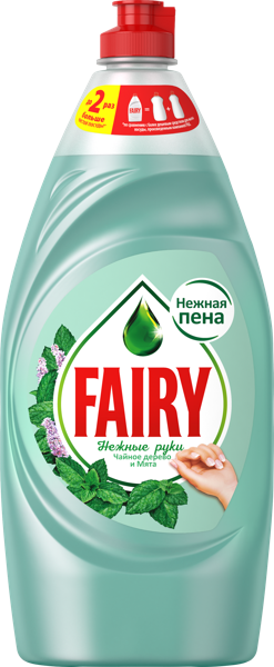 Изображение Средство для мытья посуды Фейри нежные ручки чайное дерево и мята Проктер Энд Гэмбл п/у, 900 мл