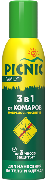 Изображение Аэрозоль от комаров Пикник фемели экстракт алоэ Арнест ж/б, 150 мл