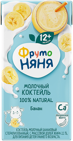 Изображение Коктейль с 12 мес молочный Фрутоняня банан Прогресс т/п, 200 мл