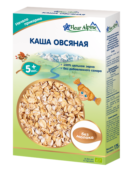 Изображение Каша с 5 мес безмолочная Флер Альпин БИО овсяная Топфер Гмбх кор, 175 г