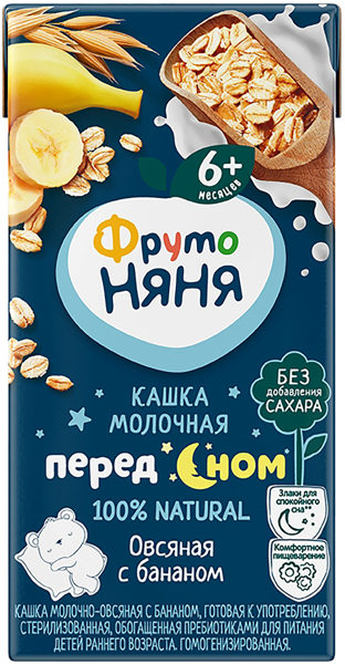 Изображение Каша с 6 мес с молоком Фрутоняня овсяная с бананом Прогресс т/п, 200 г
