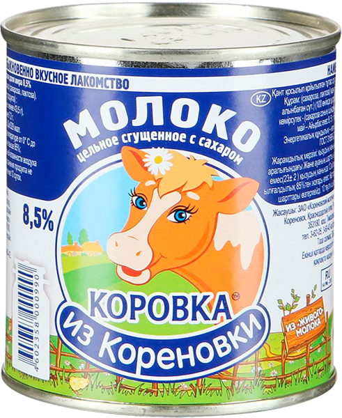 Изображение Молоко сгущенное 8,5% с сахаром Коровка из Кореновки цельное Кореновский МКК ж/б, 380 г