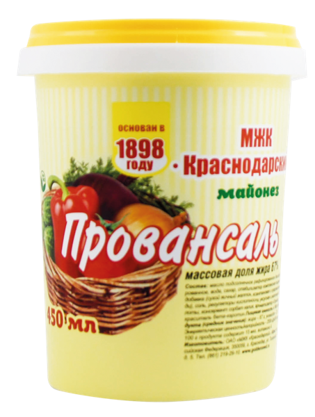 Изображение Майонез 67% Краснодарский провансаль Агрокомплекс им. Н.И. Ткачева п/б, 435 г