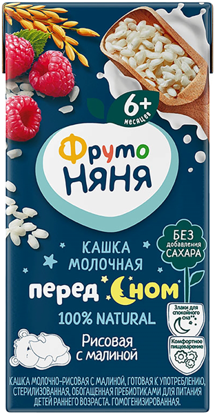 Изображение Каша с 6мес с молоком Фрутоняня рис с малиной Прогресс т/п, 200 г