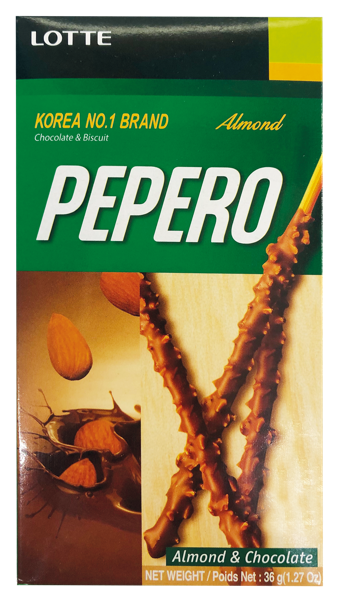 Изображение Соломка в шоколаде Лотте пеперо с миндалем Лотте кор, 36 г