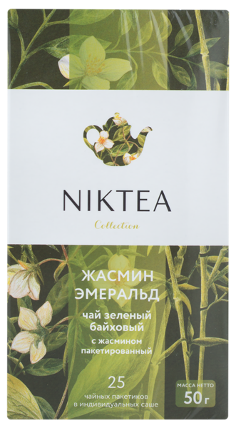 Изображение Чай зеленый в пакетиках Никти жасмин эмеральд Мал ком кор, 25*2 г