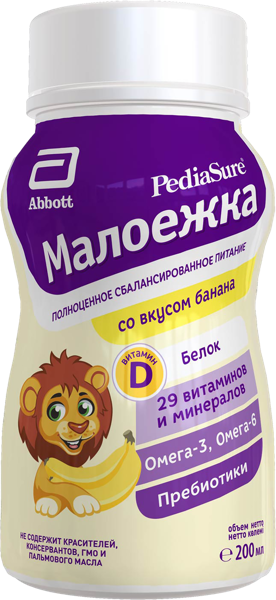 Изображение Смесь с 1 года до 10 лет Симилак ПедиаШур 1.0 банан Эбботт Лэбораториз п/у, 200 мл
