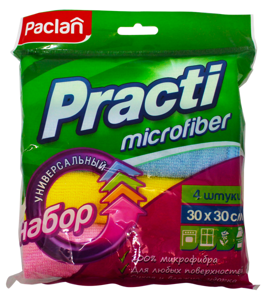 Изображение Салфетка 30*30см для уборки Паклан практи микрофибра СеДо сп м/у, 4 шт