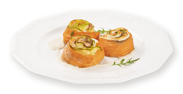 Изображение :Рыба запеченная Рулет из лосося с кабачком творожным сыром СП ТАБРИС вес 