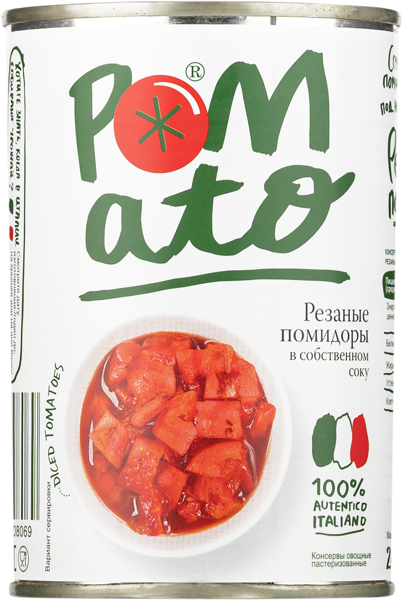 Изображение Томаты резаные Помато в томатном соке Ла Дория ж/б, 400 г