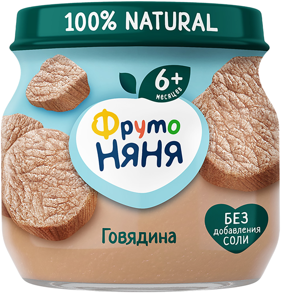 Изображение Пюре мясное с 6 мес Фрутоняня говядина Прогресс с/б, 80 г