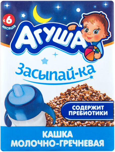 Изображение Каша с 6 мес с молоком Агуша засыпай-ка гречка ВБД т/п, 200 г