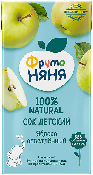 Изображение Сок с 3 лет без сахара Фрутоняня яблоко Прогресс т/п, 500 мл