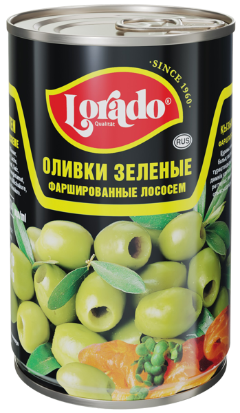 Изображение Оливки с лососем Лорадо Меркур Гамбург ж/б, 314 г