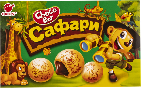 Изображение Печенье с глазурью Чоко бой cафари шоколад Орион кор, 42 г