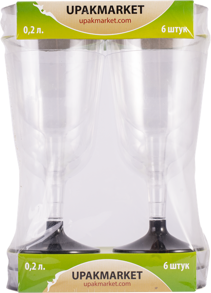 Изображение Одноразовая посуда 200мл Буффет бокал для вина ВЗЛП к/у, 6 шт