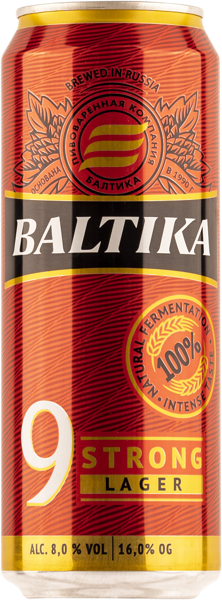 Изображение Пиво светлое Лагер 8,0% Балтика №9 Легендарное Балтика ж/б, 0,45 л