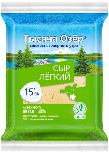 Изображение Сыр 15% полутвердый Тысяча озер легкий Невские сыры м/у, 180 г