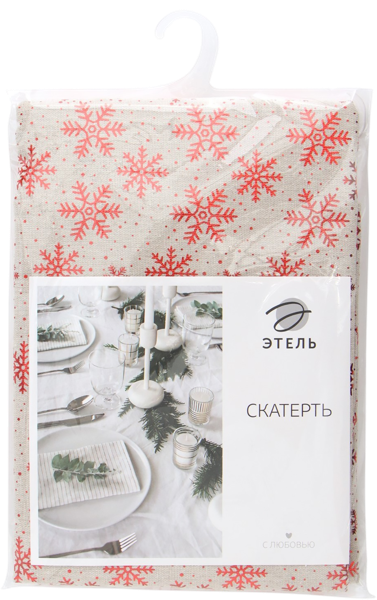Изображение Скатерть 140*180см Этель красные снежинки Иу Йоуда Импорт м/у, 1 шт