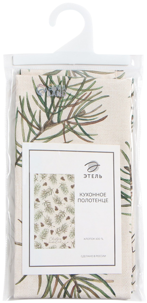 Изображение Полотенце 40*73см для кухни Этель ветки и шишки бежевое Уральская Мануфактура м/у, 1 шт