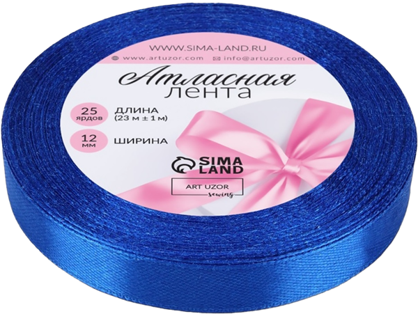 Изображение Лента 23м атласная Арт Узор 1,2см синяя Иу Йоуда Импорт , 1 шт