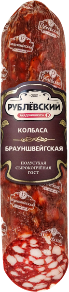 Изображение Колбаса сырокопченая Рублевский брауншвейгская полусухая Рублевский МПЗ в/у, 200 г
