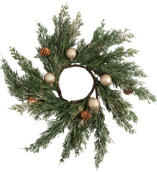 Изображение Венок 40см декоративный Анна Лафарг с золотистыми шарами Гуанчжоу Кухенленд , 1 шт