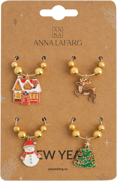 Изображение Декор 3см для бокала Анна Лафарг новый год золотистый Чжэцзян Нью Вижн , 4 шт