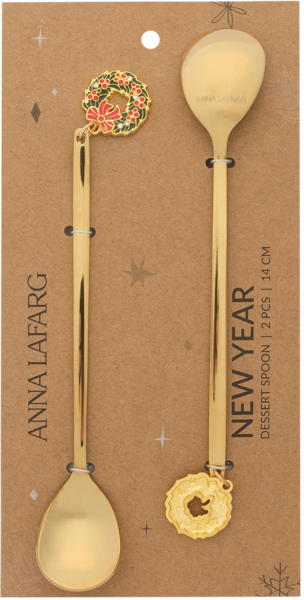 Изображение Ложка 15см десертная Анна Лафарг золотистая сталь Гуанчжоу Кухенленд , 2 шт