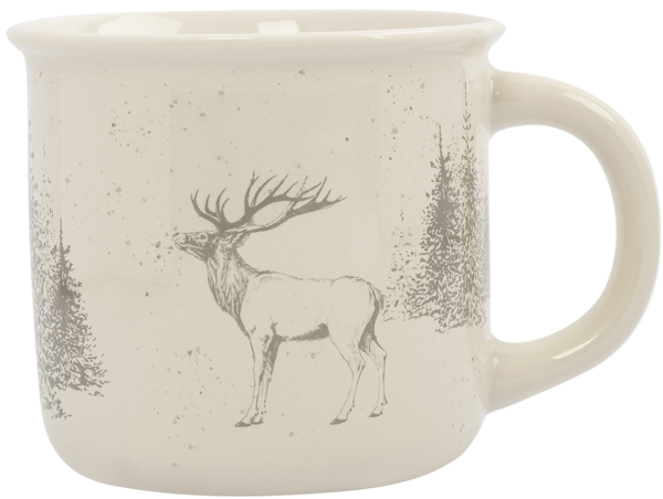 Изображение Кружка 370мл бело-серая Анна Лафарг олень в лесу фарфор Хуаньюй Сэрамик , 1 шт