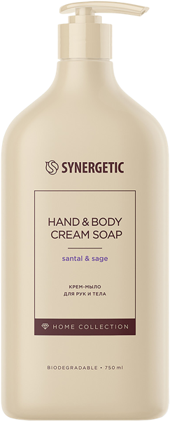 Изображение Мыло жидкое для рук и тела Синергетик сандал и шалфей Синергетик п/у, 750 мл
