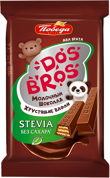 Изображение Конфета вафельная без сахара Победа Дос Брос в молочном шоколаде Победа м/у, 37 г