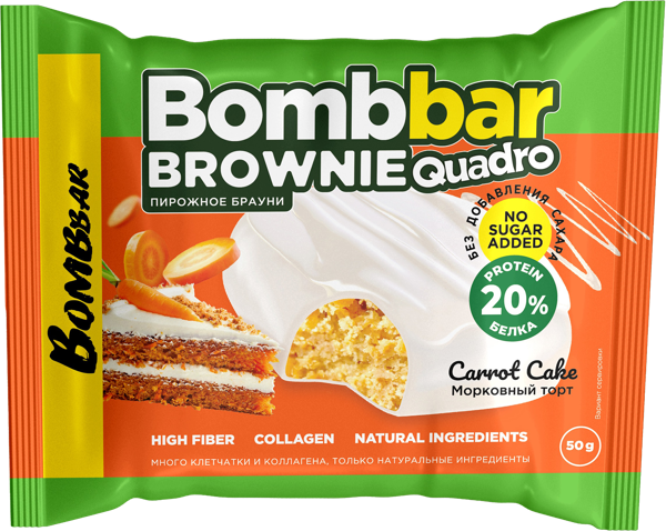 Изображение Печенье протеиновое Бомббар брауни морковный торт Фитнес Фуд м/у, 50 г