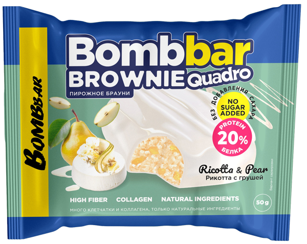 Изображение Печенье протеиновое Бомббар брауни рикотта груша Фитнес Фуд м/у, 50 г