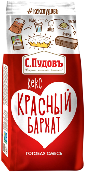 Изображение Смесь для выпечки С.Пудовъ кекс красный бархат Хлебзернопродукт м/у, 300 г