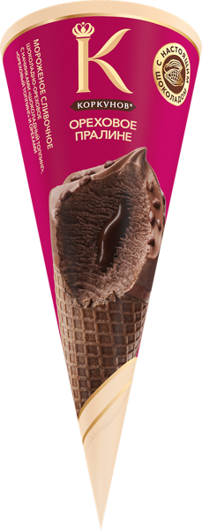 Изображение Мороженое в вафельном рожке Коркунов ореховое пралине Арнест ЮниРусь ООО м/у, 68 г