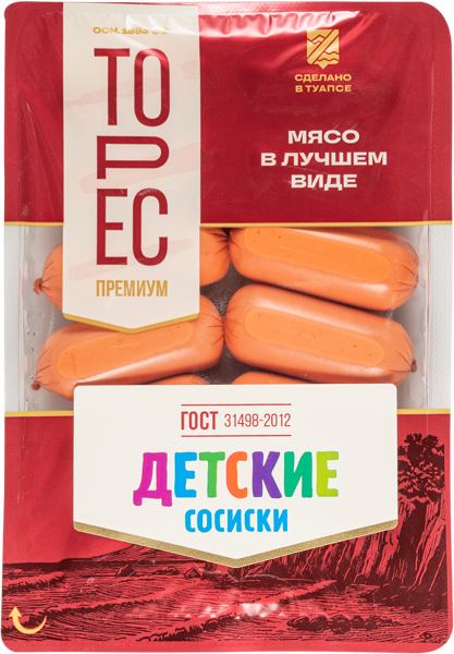 Изображение Сосиски ГОСТ Торес детские Фирма Торес ООО в/у, 350 г