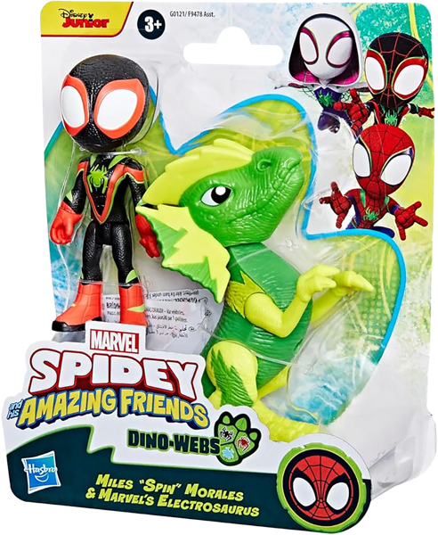 Изображение Фигурка 10см Спайди и его друзья майлз моралес+динозавр Хасбро п/у, 1 шт