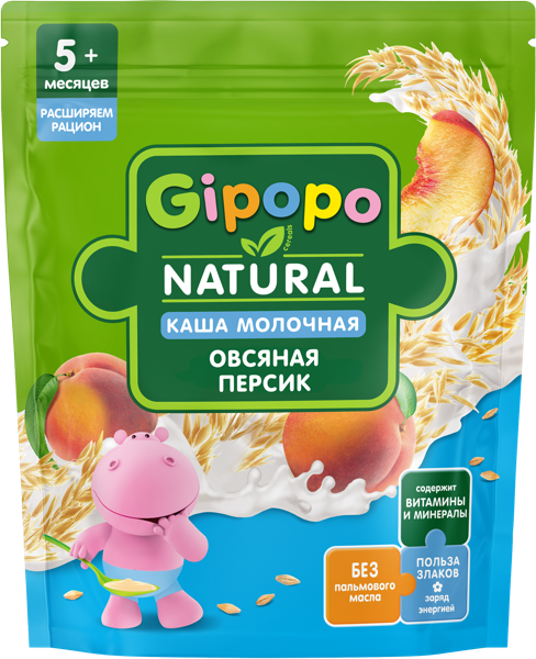 Изображение Каша с 5 мес молочная Гипопо овсяная персик Георгиевск м/у, 200 г